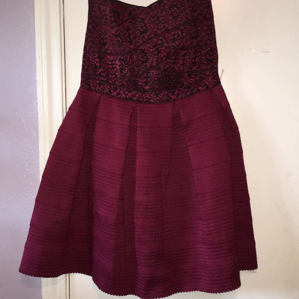 Strapless maroon dress